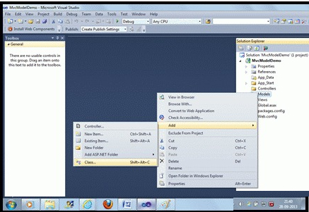 Right click on model
